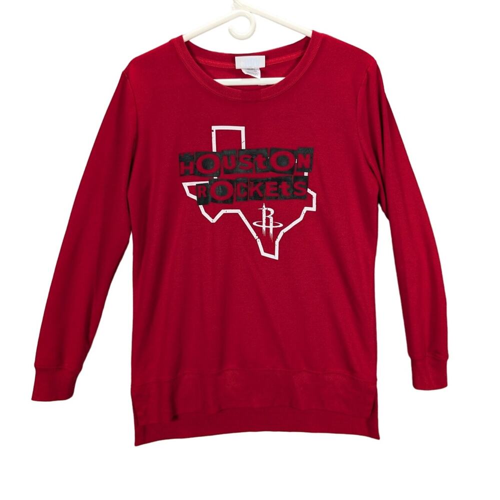 NBA Houston Rockets Sweatshirt Mens Small Red Texas Basketball Soft Long Sleeve